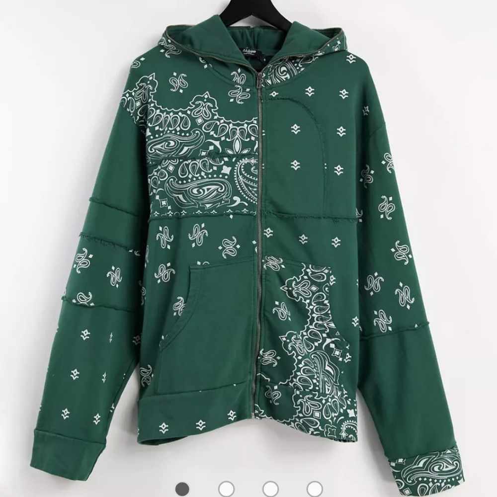 Jaded London cut and sew paisley hoodie in green - part of a set
